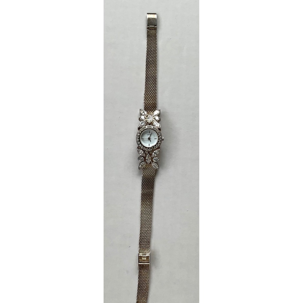 LENOX WATCH CRYSTAL BUTTERFLY Adjustable MESH BAND STERLING 925 CASE NEW BATTERY